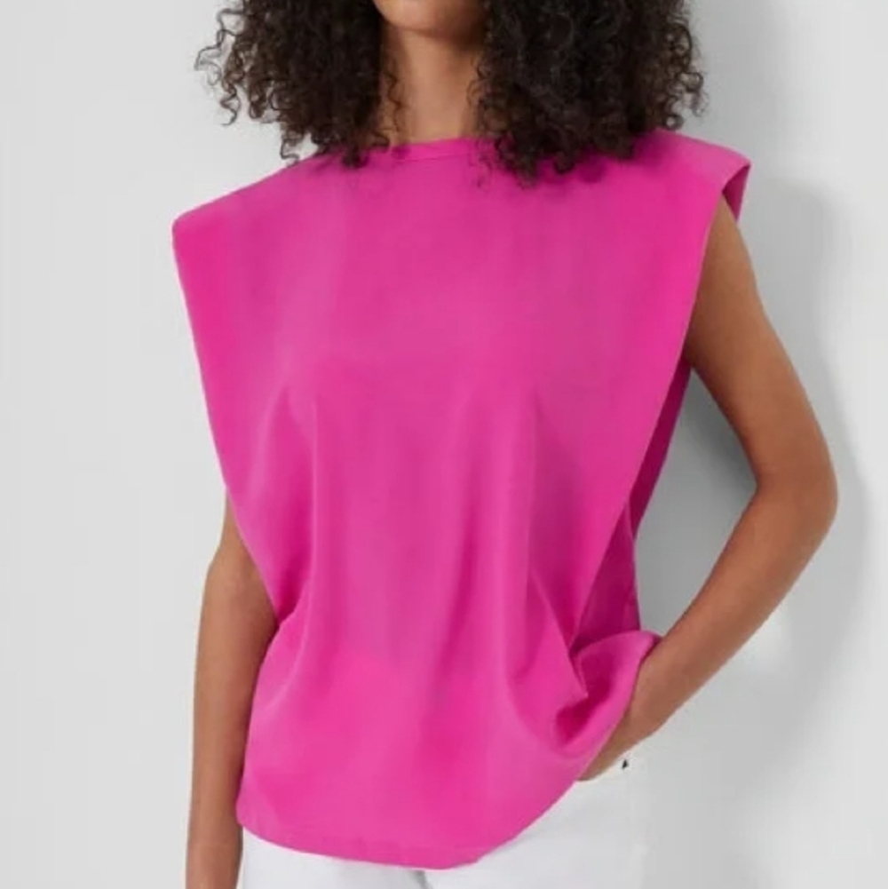 NEW! FRENCH CONNECTION Vibrant Pink Sleeveless Women's Tank Style Blouse Top M.